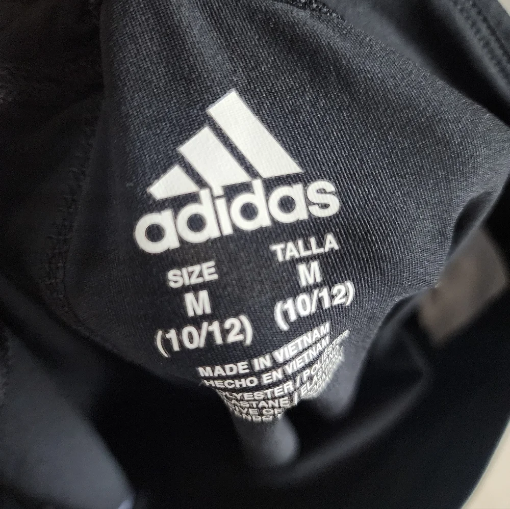 Adidas Kids Black Leggings with White Stripes - Picture 2 of 3